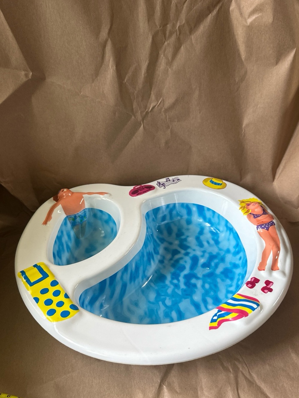 Vintage Alice Marcel Plastic Chip and Dip Swimming Pool Bowl Chip N Dip Bowl